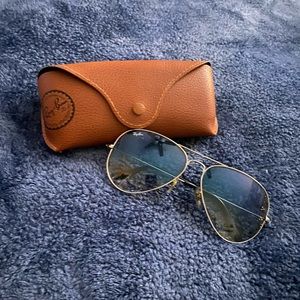 Ray Ban aviators large metal light blue ombré